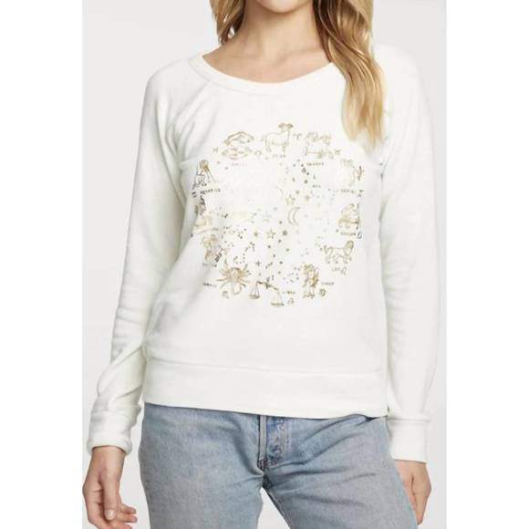 NEW CHASER rpet bliss knit long sleeve raglan pullover- zodiac in cream - Picture 1 of 1